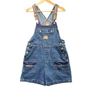B.U.M. Equipment Vintage 90's Denim Blue Jean Overall Shorts Women Medium